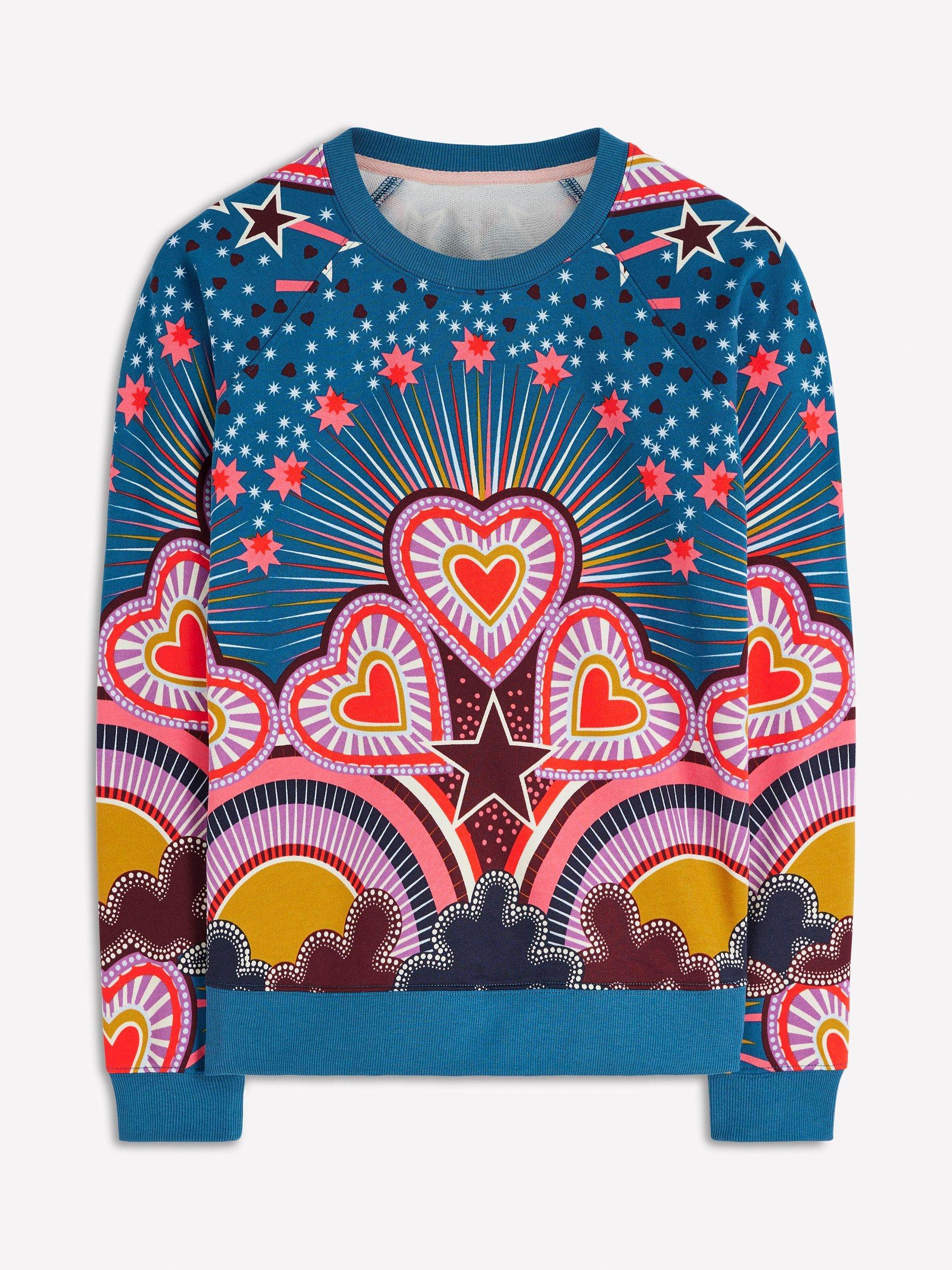 Product image 5 of 5, which shows Boden Rose Cotton Printed Sweatshirt, Multi, XS