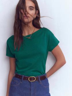 Boden Super Soft Boat Neck T-Shirt, Deep Sea Green