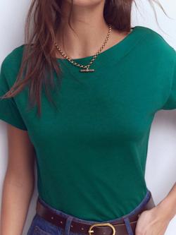 Boden Super Soft Boat Neck T-Shirt - view 2, Deep Sea Green