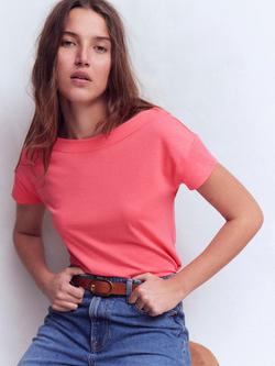 Boden Super Soft Boat Neck T-Shirt, Azalea Pink