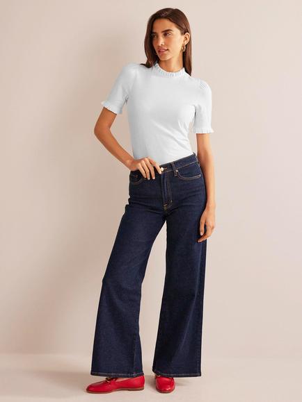Boden Frill Trim T-Shirt, White