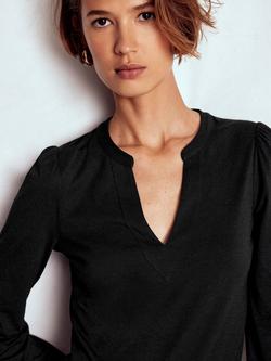 Boden Super Soft Notch Neck Top, Black - view 2, Black