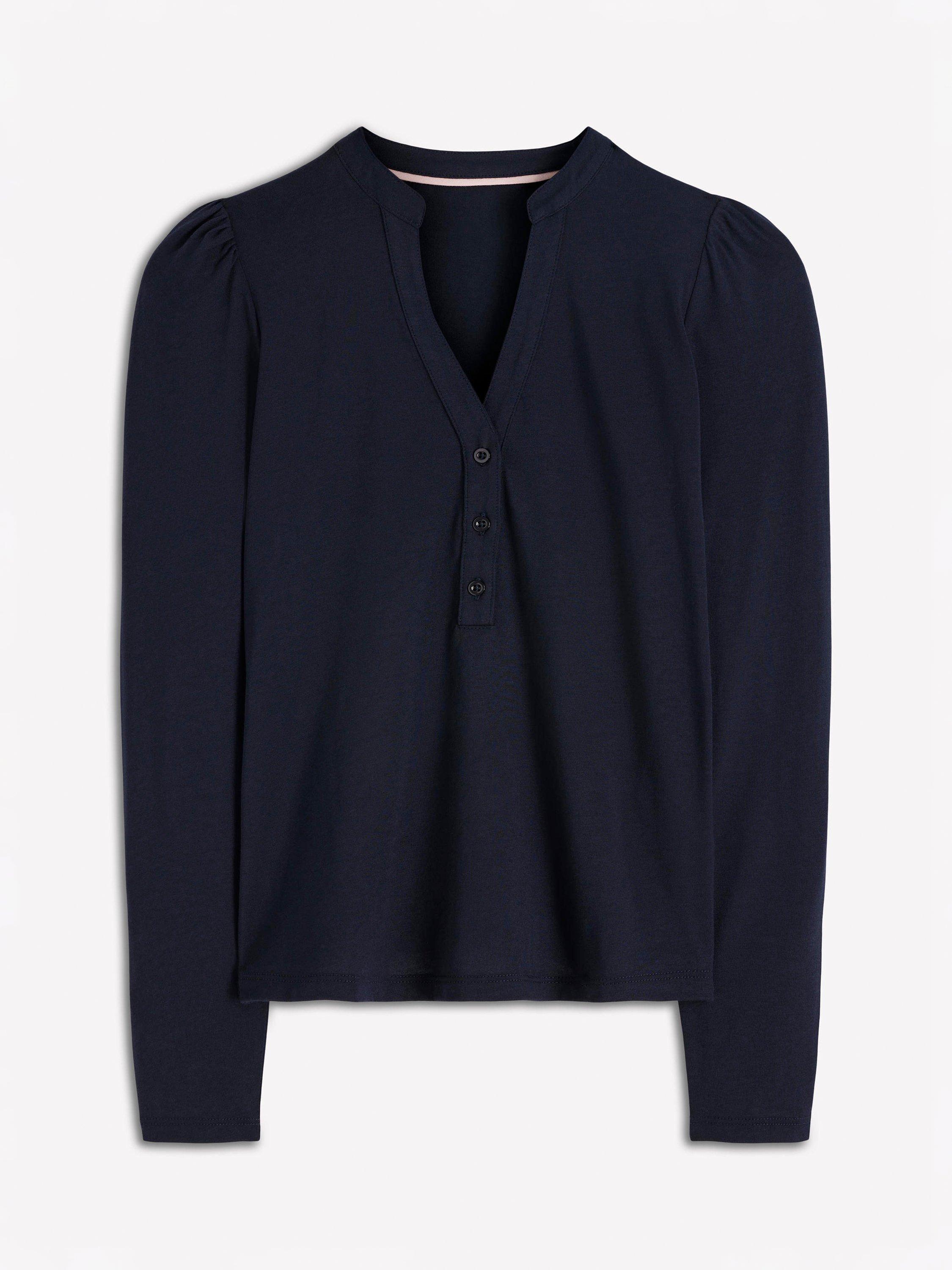 Product image 5 of 5, which shows Boden Super Soft Henley Top, Navy, 8