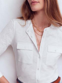 Boden Topstitched Pocket Top, White - view 2, White