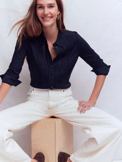 Boden Trim Detail Jersey Shirt, Navy, Navy