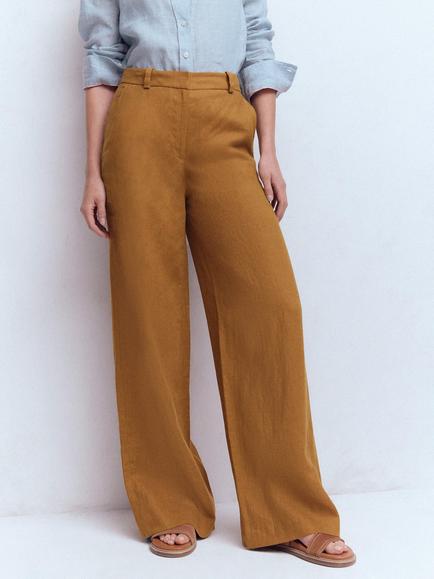 Boden Belgravia Pure Linen Trousers, Gingerbread