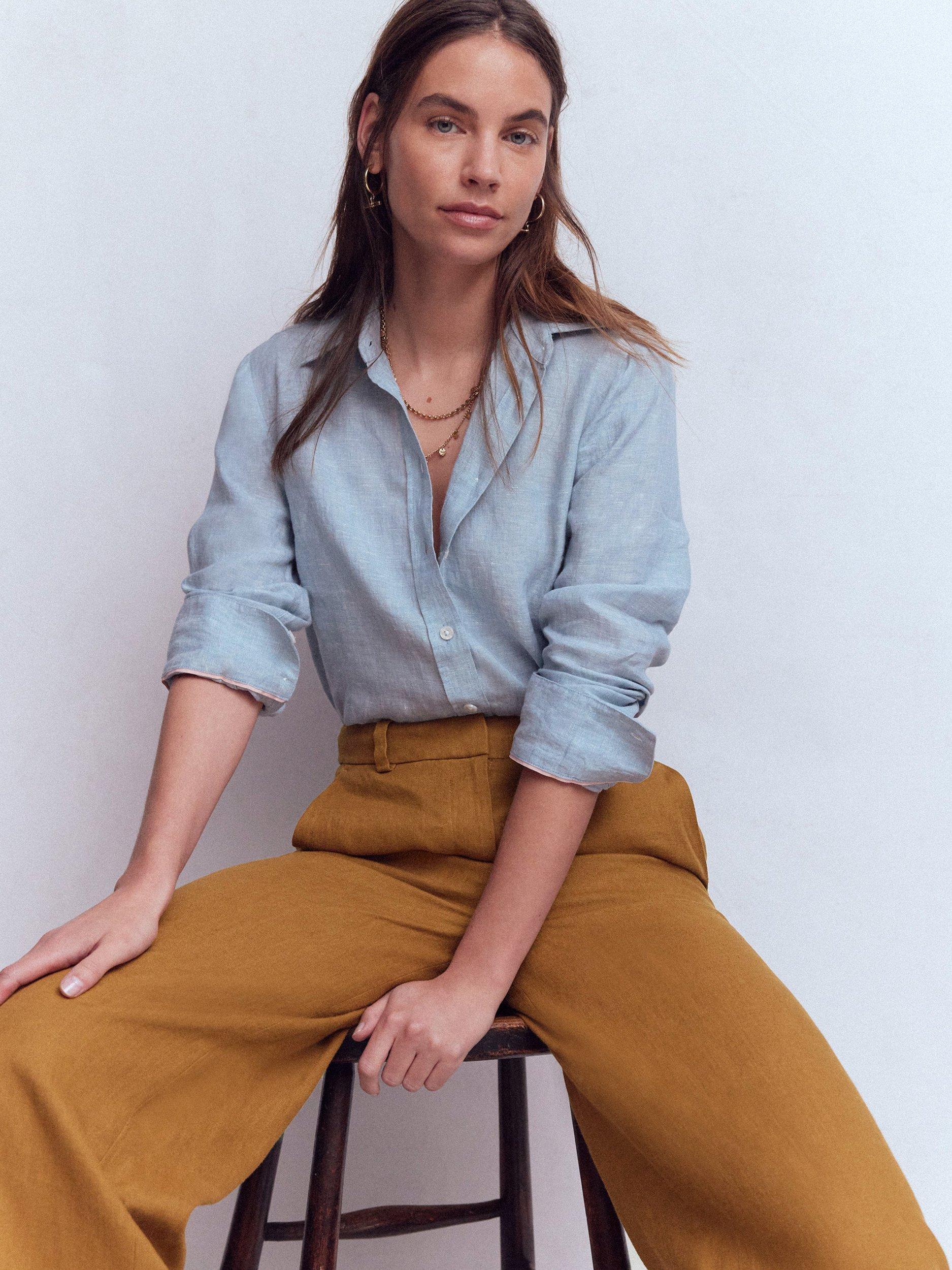 Product image 2 of 5, which shows Boden Belgravia Pure Linen Trousers, Gingerbread, 8