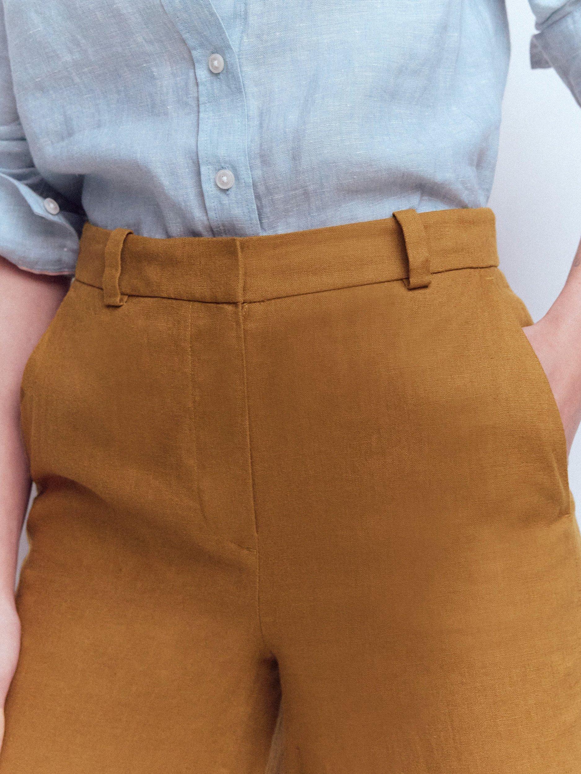 Product image 3 of 5, which shows Boden Belgravia Pure Linen Trousers, Gingerbread, 8