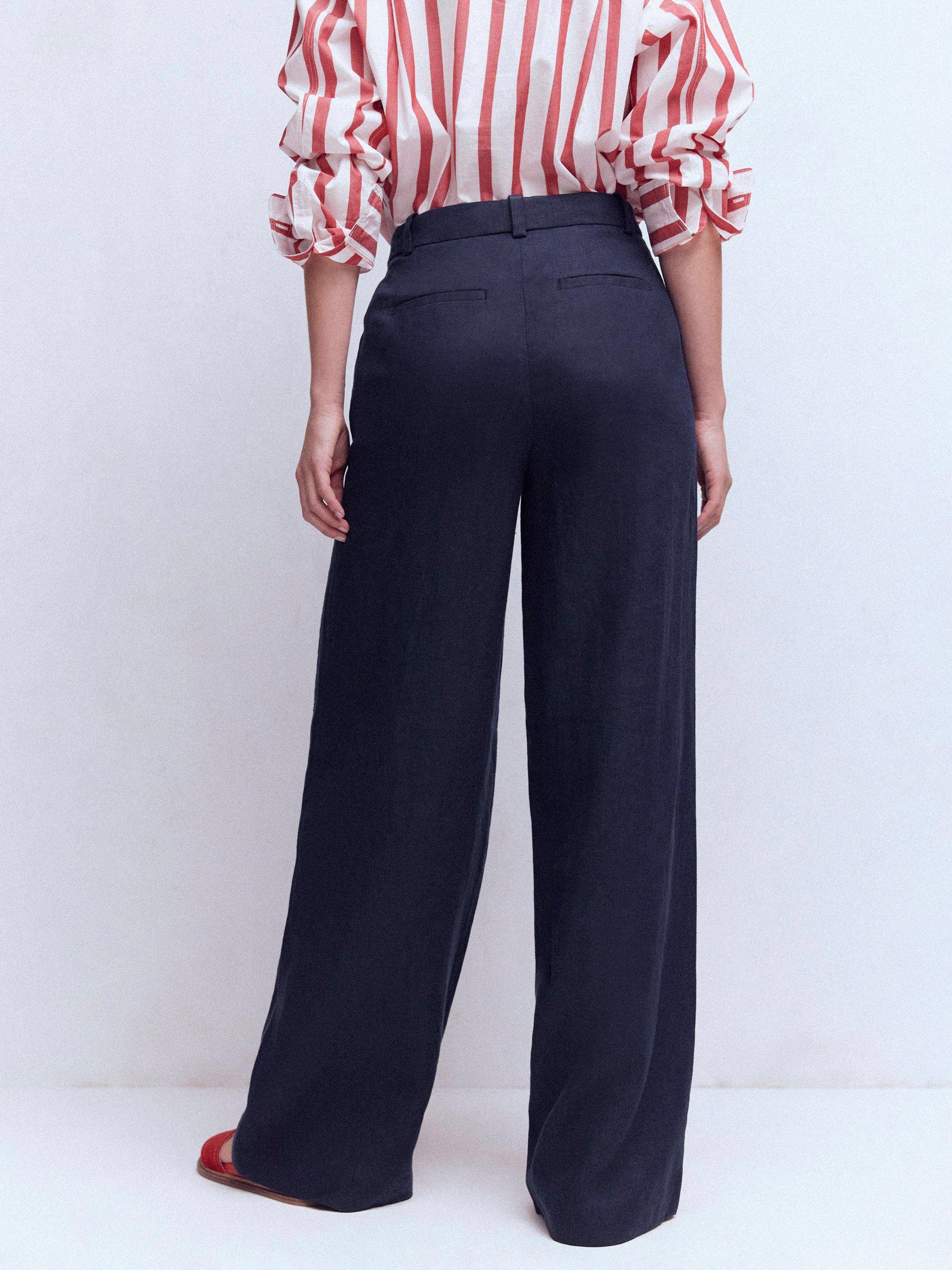 Product image 3 of 5, which shows Boden Belgravia Pure Linen Trousers, Navy, 8