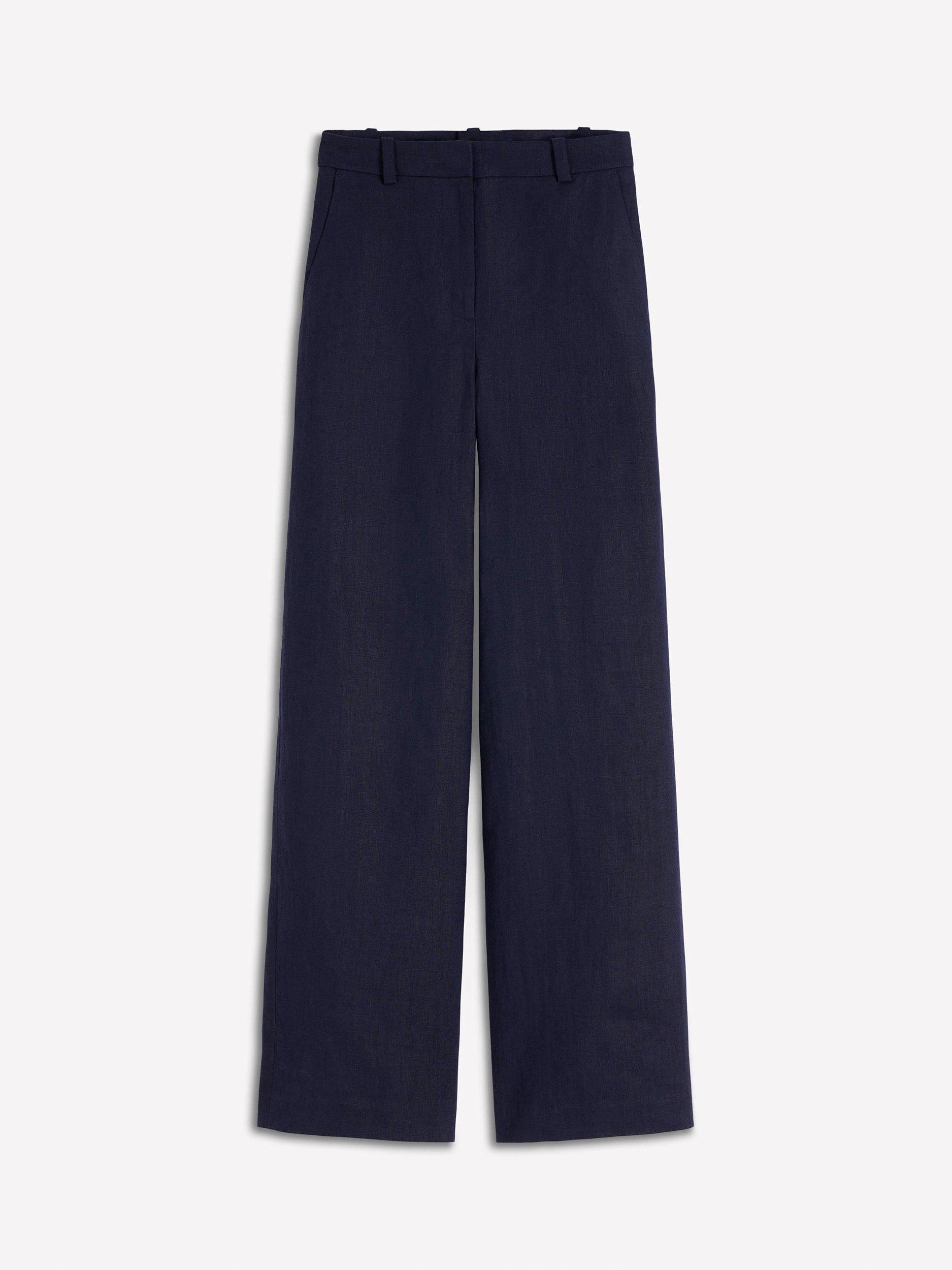 Product image 5 of 5, which shows Boden Belgravia Pure Linen Trousers, Navy, 8