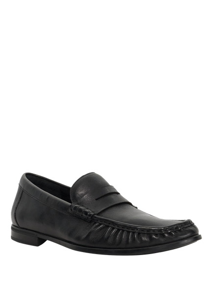Dune London Sammi Leather Flexi Sole Penny Loafers, Black - view 2, Black