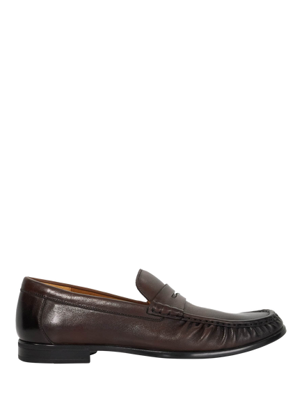 Dune London Sammi Leather Flexi Sole Penny Loafers, Brown, Brown