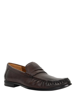 Dune London Sammi Leather Flexi Sole Penny Loafers, Brown - view 2, Brown