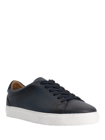 Dune London Trevons Leather Cup Sole Trainers - view 2, Navy
