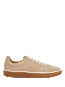 Dune London Tony Lace Up Suede Trainers, Beige