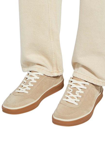 Dune London Tony Lace Up Suede Trainers - view 2, Beige
