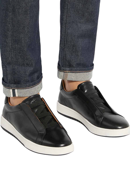 Dune London Troys Leather Laceless Cupsole Trainers - view 2, Black