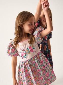 Monsoon Kids' Embroidered Dress, Multi - view 2, Multi