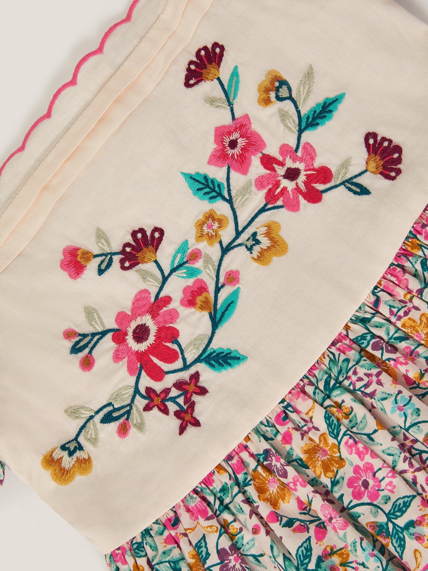 Product image 3 of 4, which shows Monsoon Kids' Embroidered Dress, Multi, 3-4 years