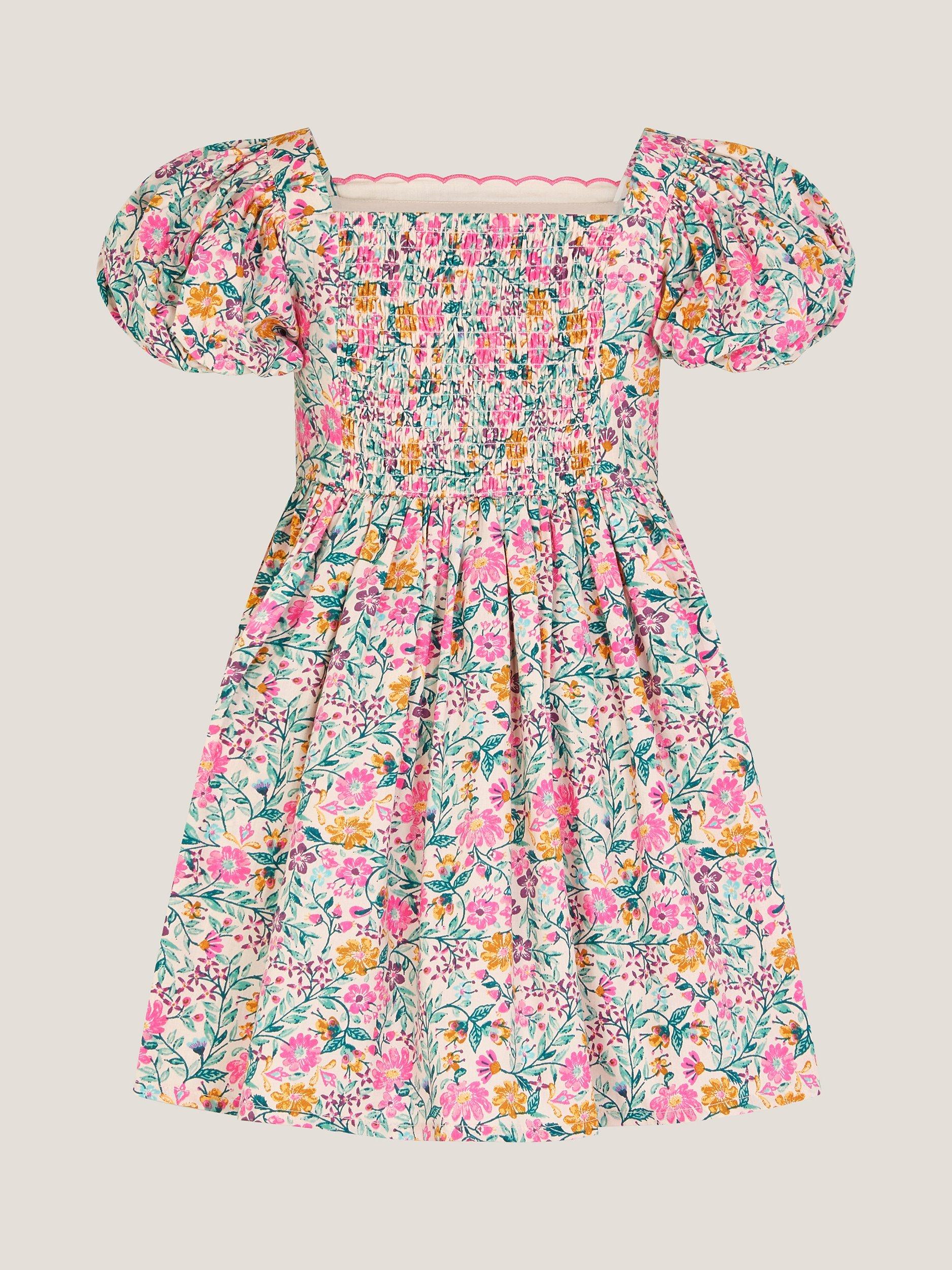 Product image 4 of 4, which shows Monsoon Kids' Embroidered Dress, Multi, 3-4 years