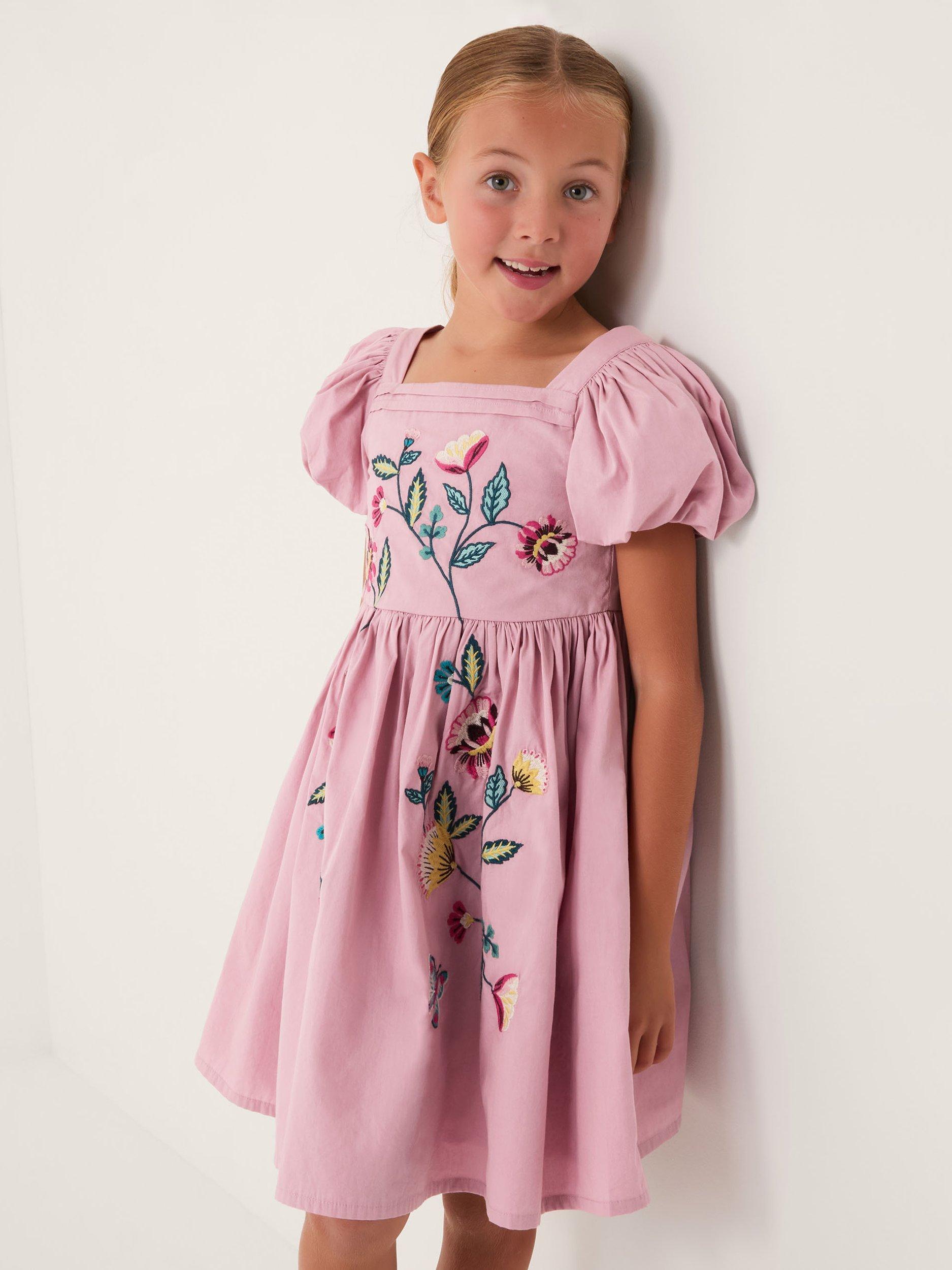 Product image 1 of 4, which shows Monsoon Kids' Floral Dress, Lilac, 3-4 years