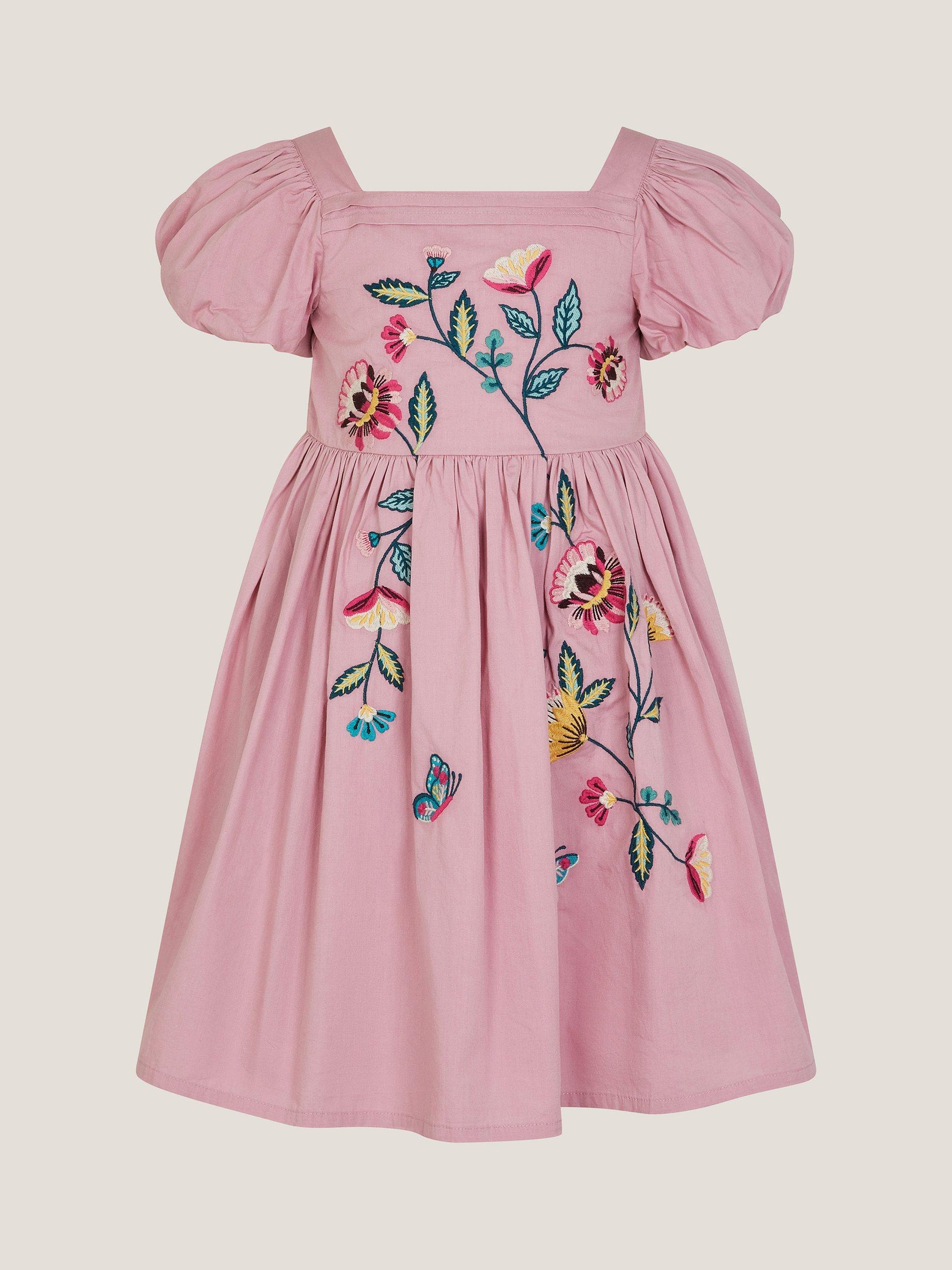 Product image 2 of 4, which shows Monsoon Kids' Floral Dress, Lilac, 3-4 years
