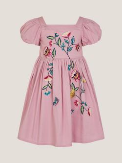 Monsoon Kids' Floral Dress, Lilac - view 2, Lilac