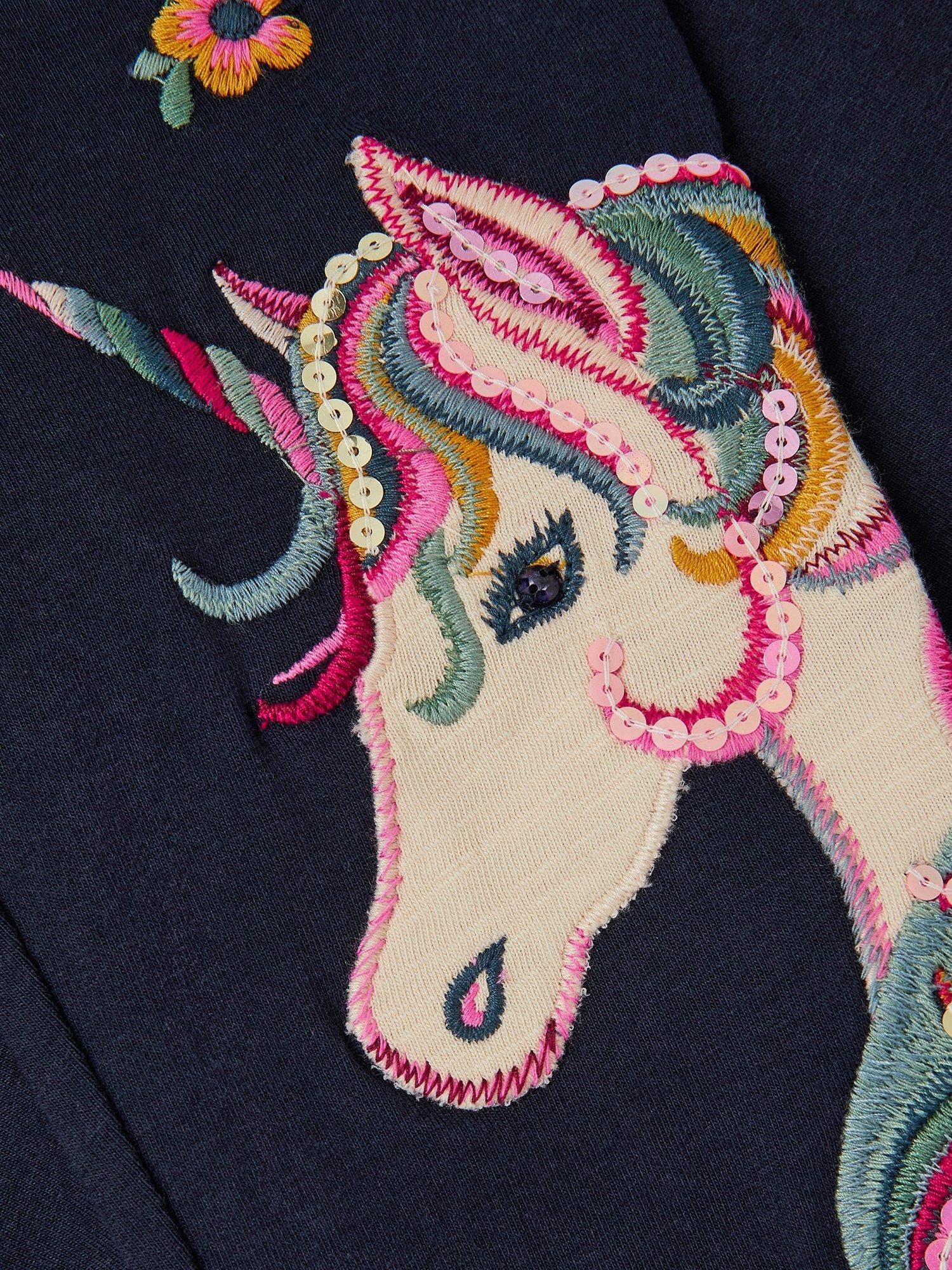 Product image 3 of 4, which shows Monsoon Kids' Unicorn Leggings, Navy, 3-4 years