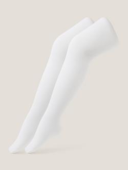 Monsoon Kids' Plain Tights, Pack of 2, White, White