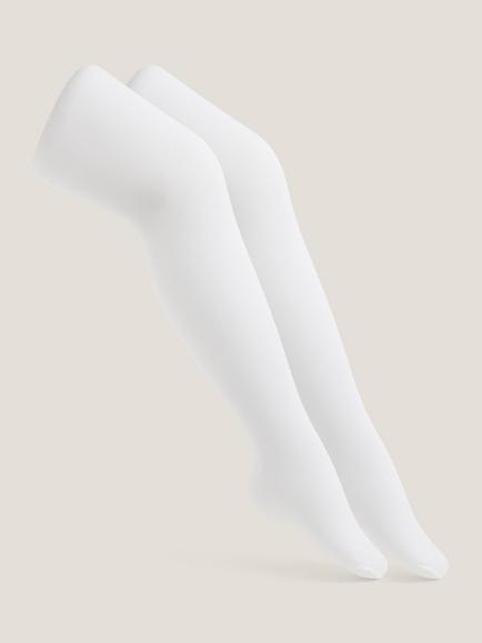 Monsoon Kids' Plain Tights, Pack of 2, White, White
