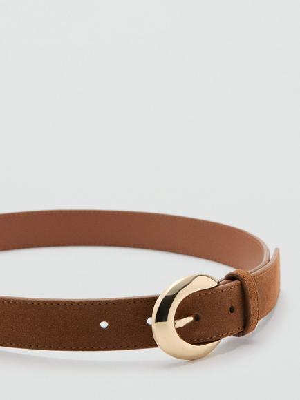 Mango Maya Pure Suede Belt, Brown - view 2, Brown