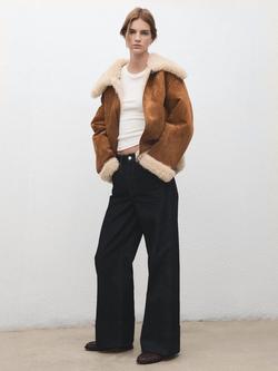 Mango Adriana Double Faced Faux Shearling Jacket, Brown - view 2, Brown