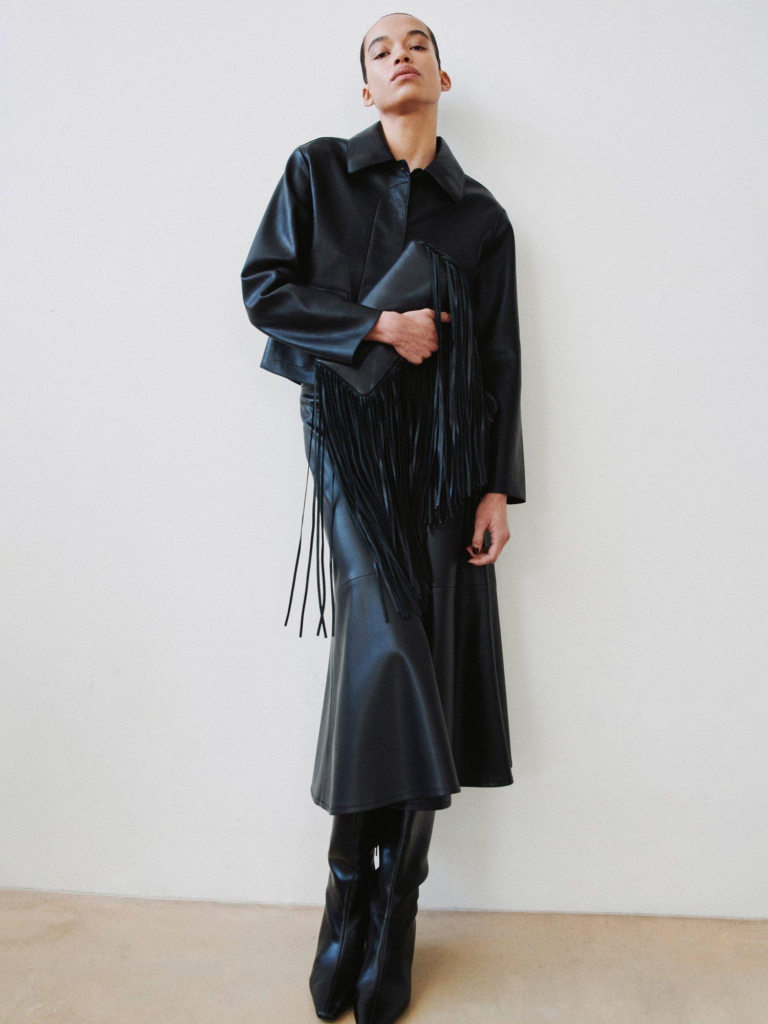 Product image 2 of 8, which shows Mango Sabina Faux Leather Jacket, Black, XXS