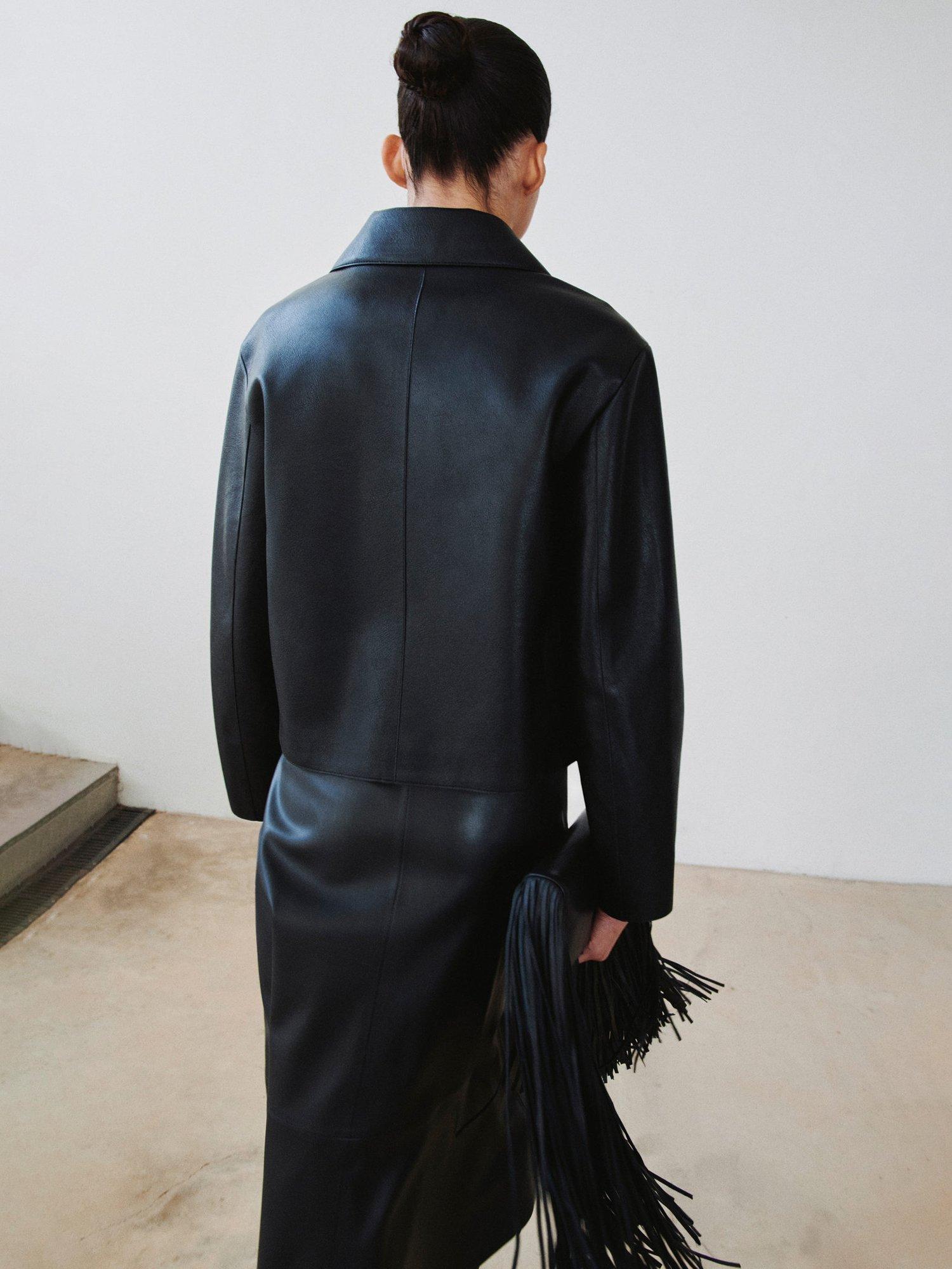 Product image 4 of 8, which shows Mango Sabina Faux Leather Jacket, Black, XXS