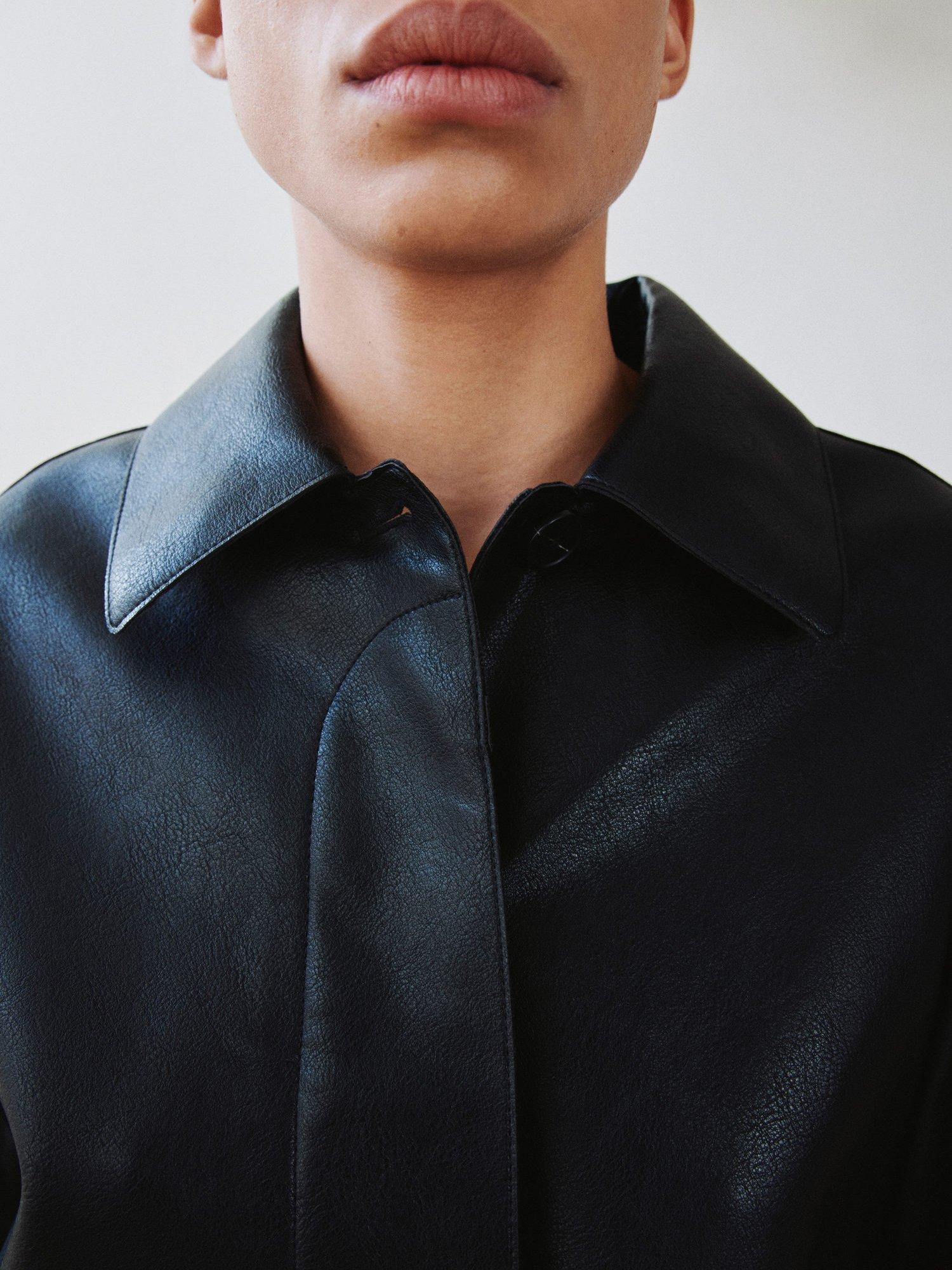 Product image 6 of 8, which shows Mango Sabina Faux Leather Jacket, Black, XXS