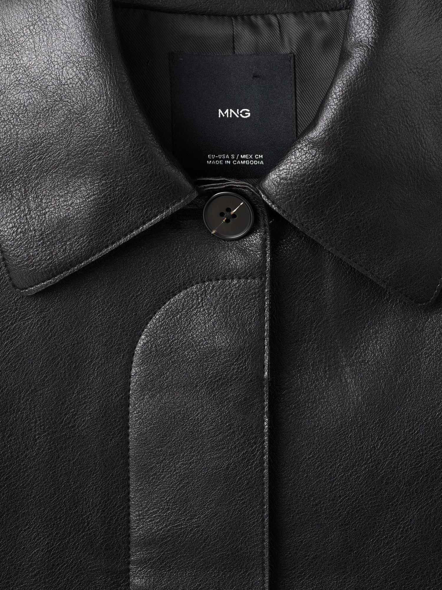 Product image 8 of 8, which shows Mango Sabina Faux Leather Jacket, Black, XXS