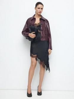 Mango Sabina Faux Leather Jacket - view 2, Dark Red