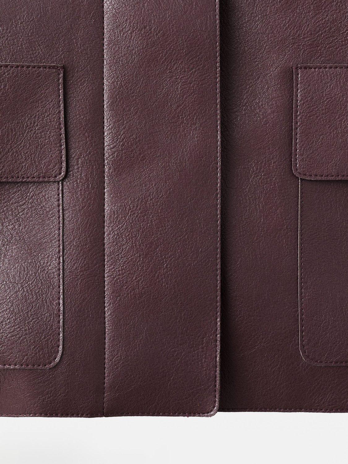 Product image 5 of 9, which shows Mango Sabina Faux Leather Jacket, Dark Red, XXS