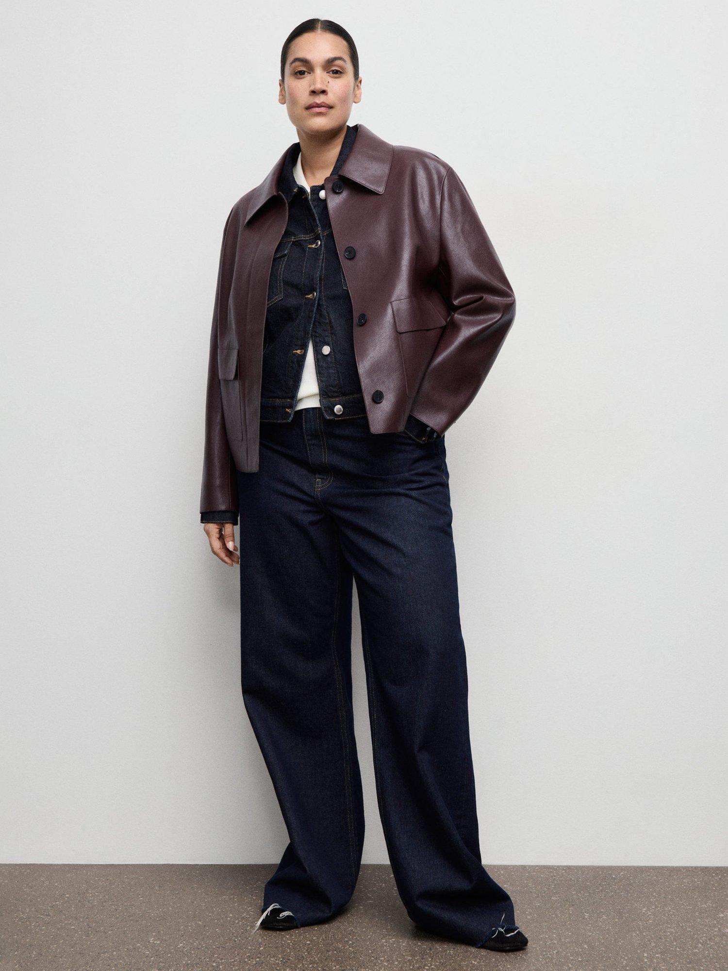 Product image 8 of 9, which shows Mango Sabina Faux Leather Jacket, Dark Red, XXS