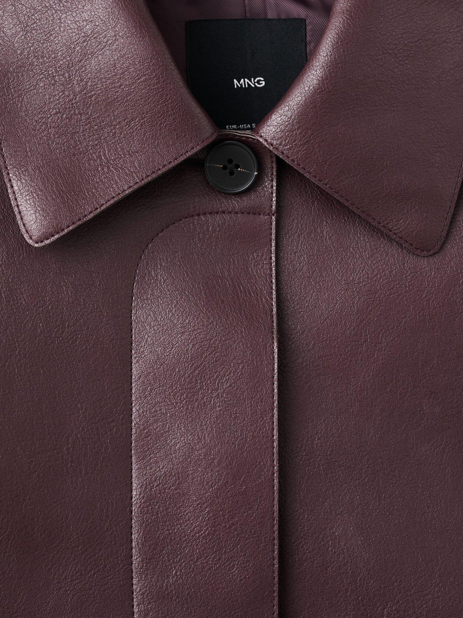 Product image 9 of 9, which shows Mango Sabina Faux Leather Jacket, Dark Red, XXS