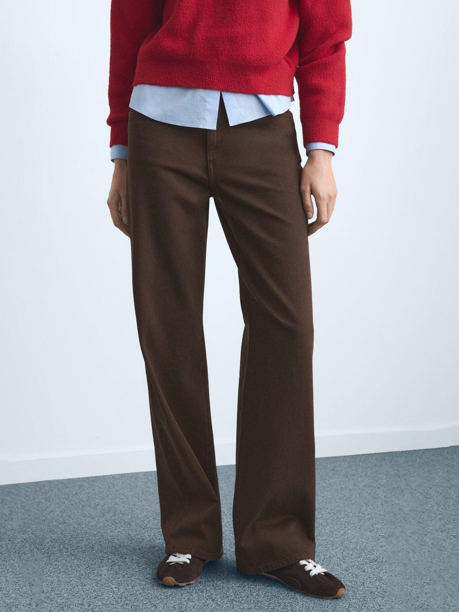 Product image 1 of 7, which shows Mango Danila High Rise Wide Leg Jeans, Dark Brown, 10
