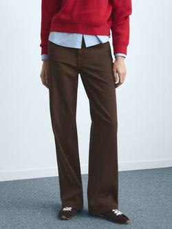 Mango Danila High Rise Wide Leg Jeans, Dark Brown, Dark Brown