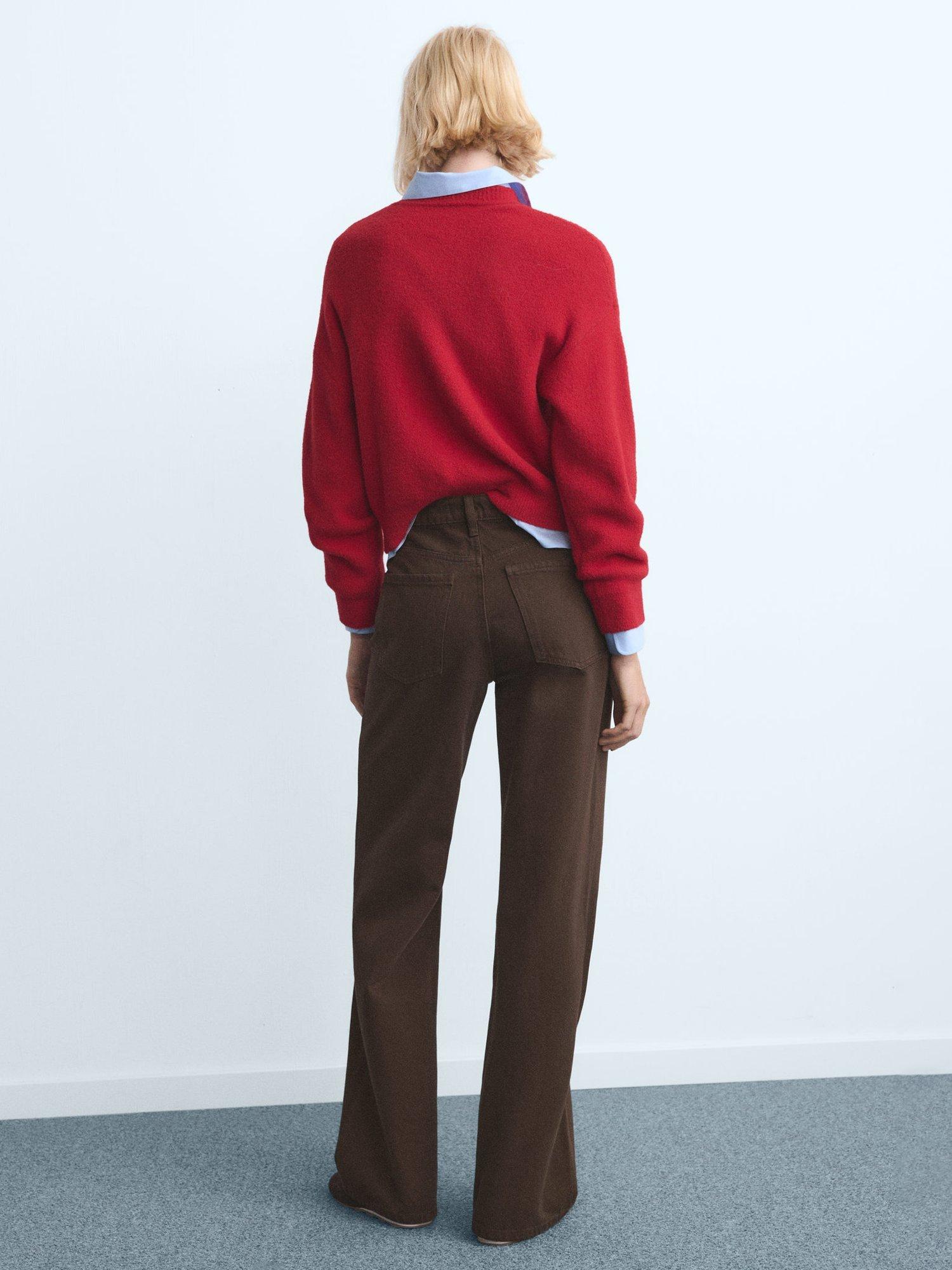 Product image 4 of 7, which shows Mango Danila High Rise Wide Leg Jeans, Dark Brown, 10