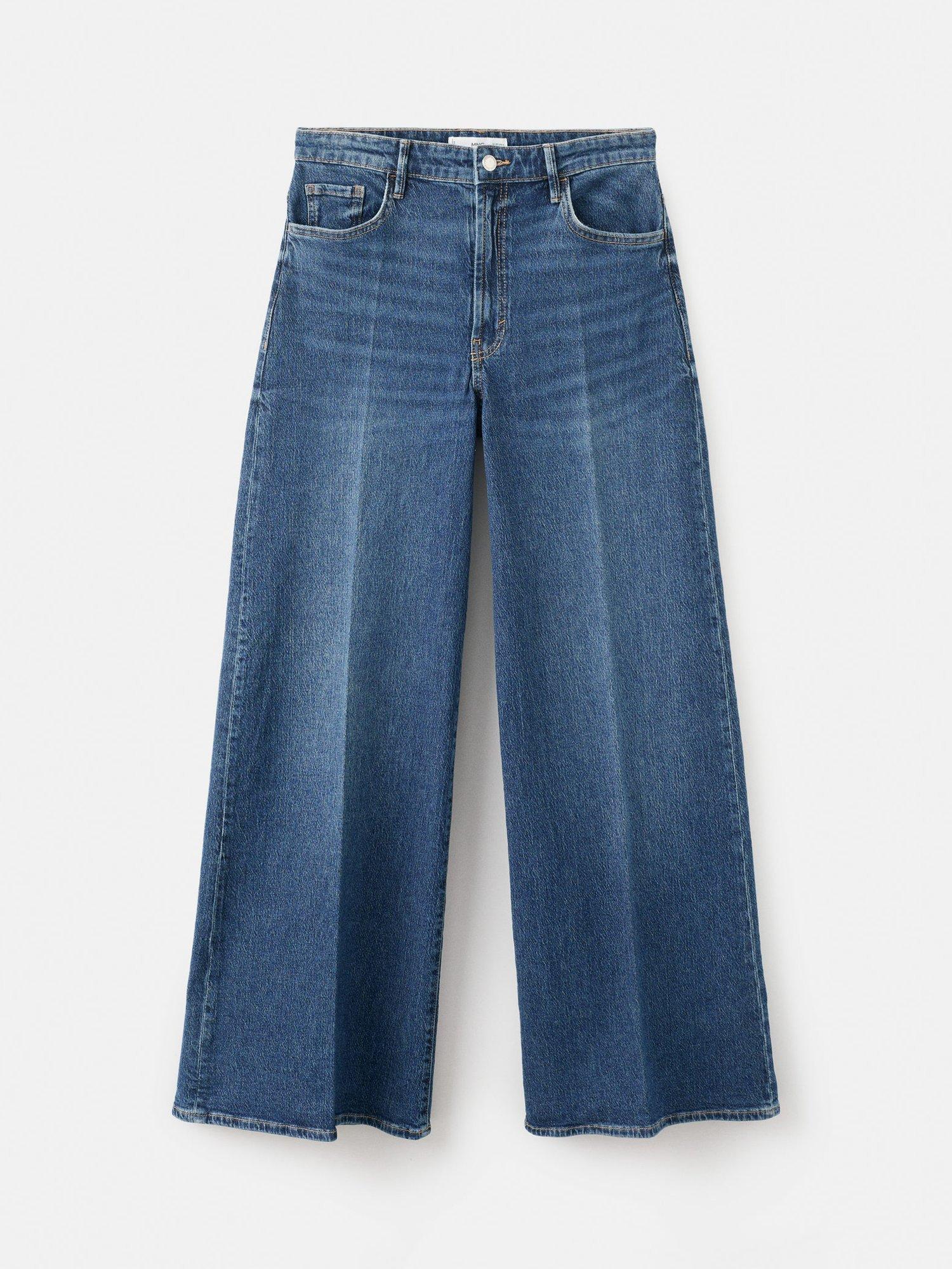 Product image 3 of 8, which shows Mango Elise High Rise Wide Leg Jeans, Mid Blue, 4
