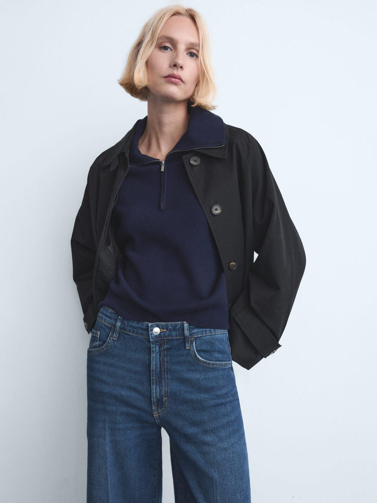 Product image 6 of 8, which shows Mango Elise High Rise Wide Leg Jeans, Mid Blue, 4