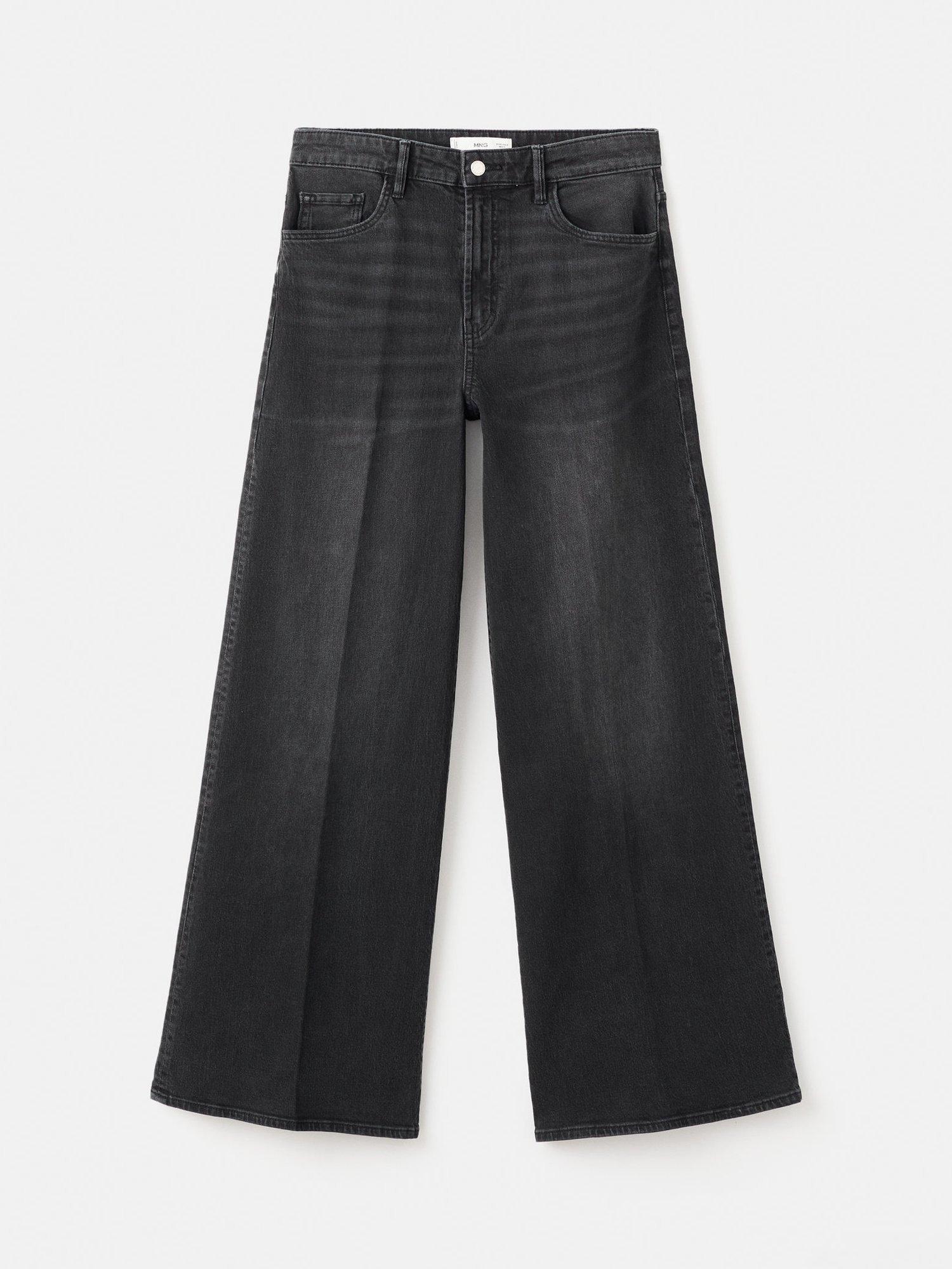 Product image 3 of 8, which shows Mango Elise High Rise Wide Leg Jeans, Dark Grey, 4