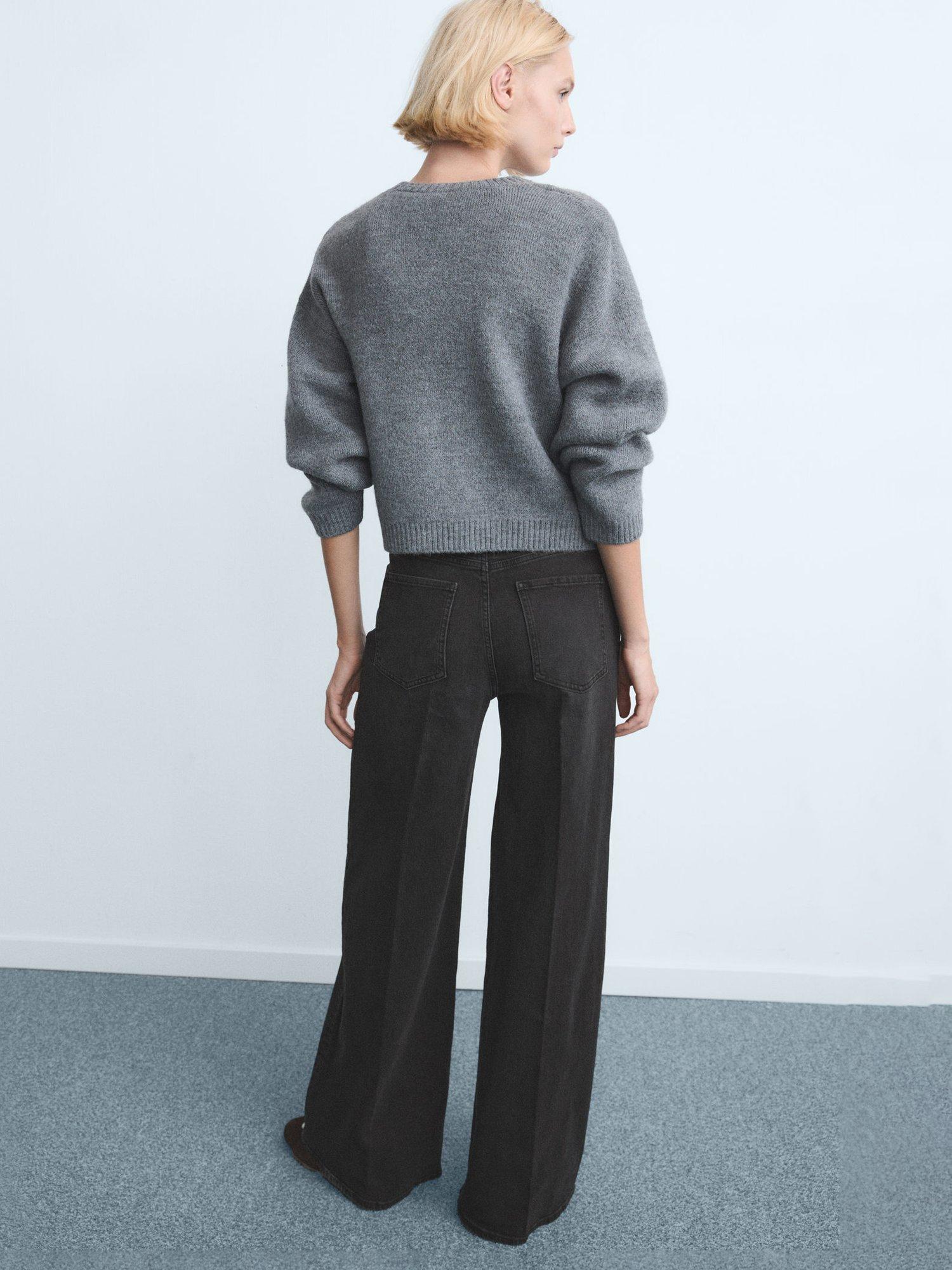 Product image 4 of 8, which shows Mango Elise High Rise Wide Leg Jeans, Dark Grey, 4