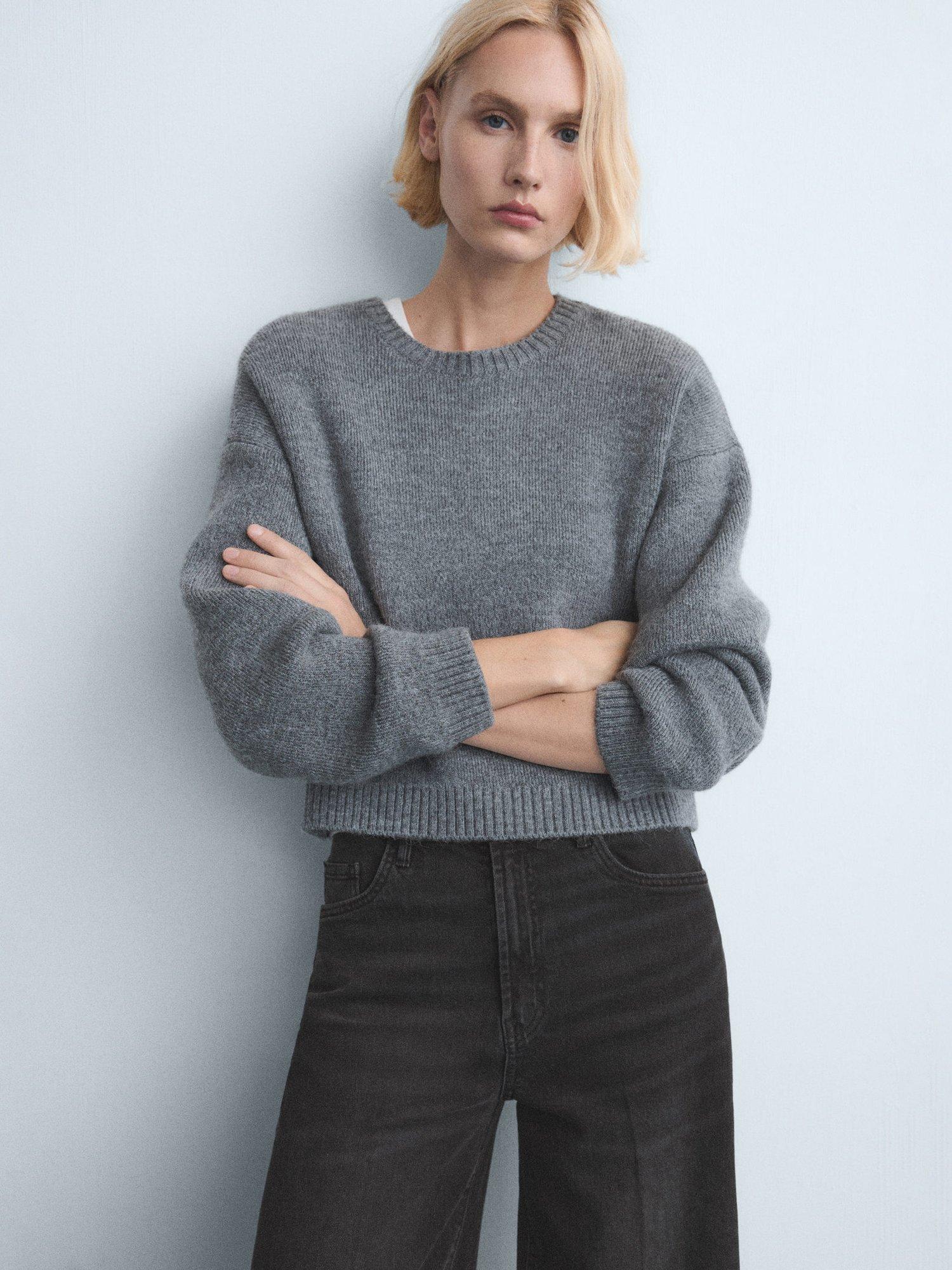 Product image 6 of 8, which shows Mango Elise High Rise Wide Leg Jeans, Dark Grey, 4