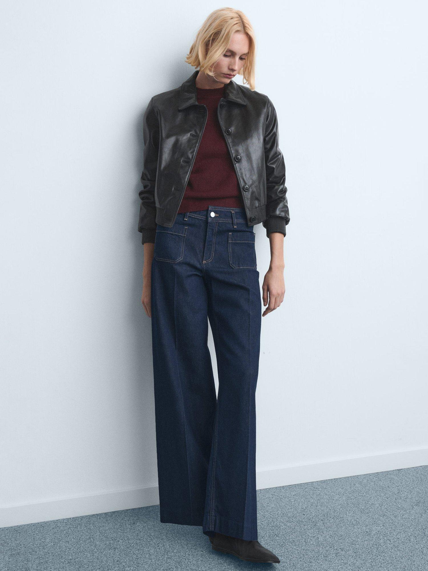 Product image 2 of 9, which shows Mango Jessie Wide Leg Jeans, Dark Blue, 10