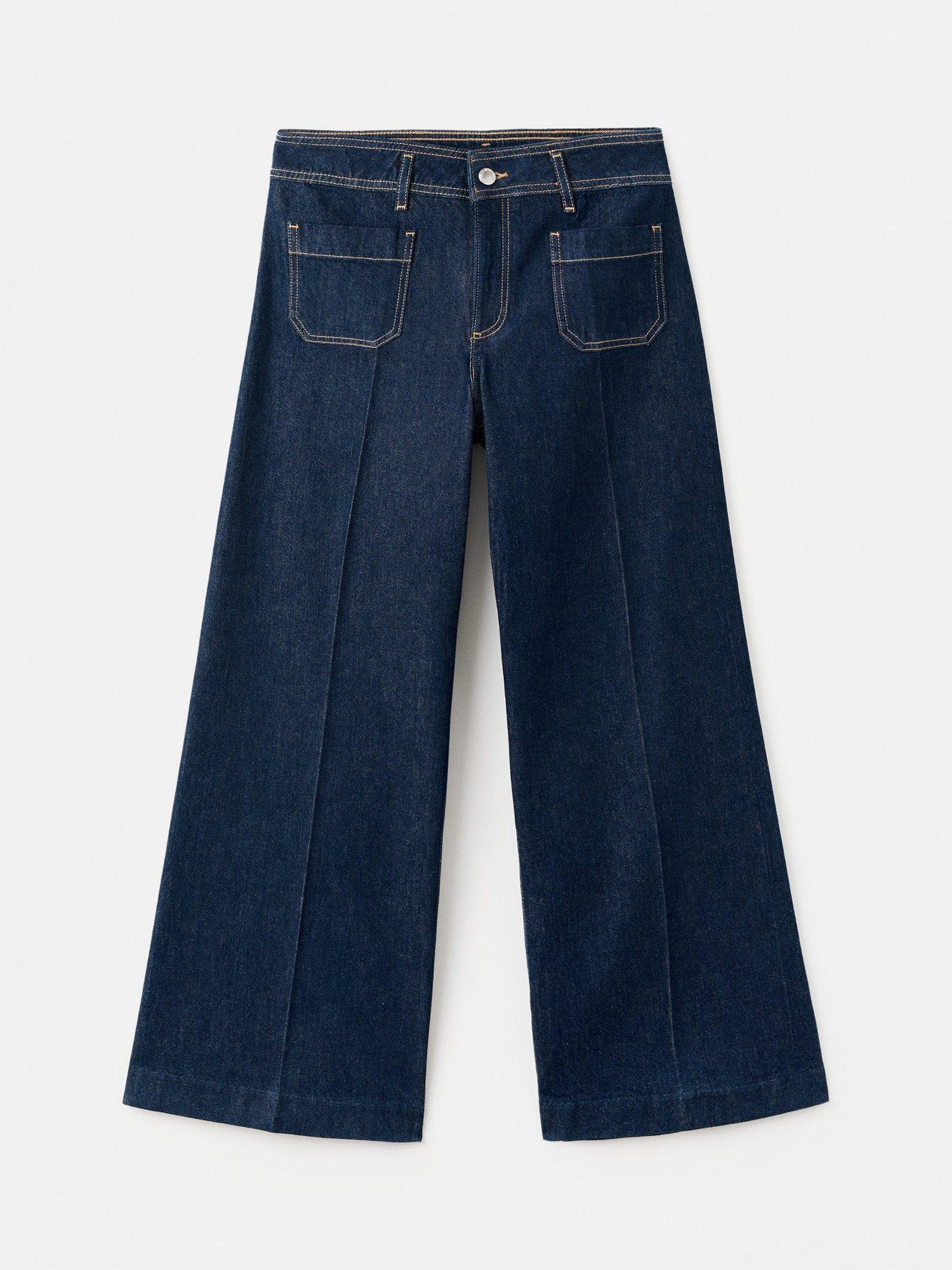 Product image 3 of 9, which shows Mango Jessie Wide Leg Jeans, Dark Blue, 10